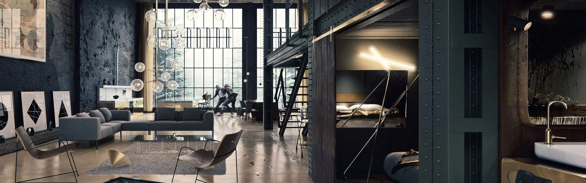 ремонт в индустриальном стиле превью